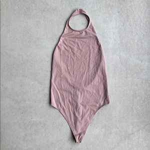 Tobi Halter Backless Dusty Rose Bodysuit